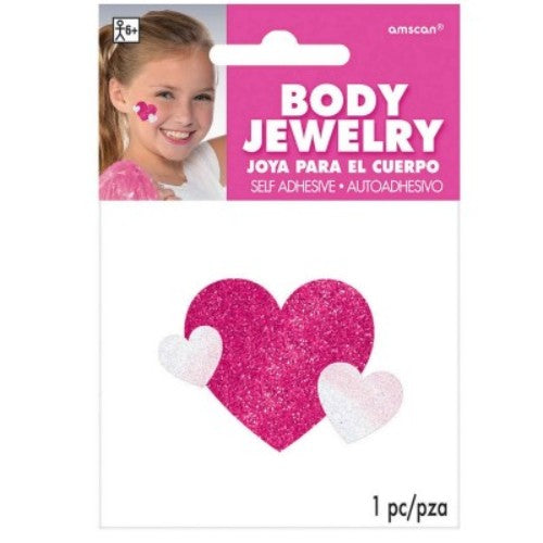 Pink glitter star body jewelry measuring 5"x3.5", perfect for team spirit at games, festivals, and parties.