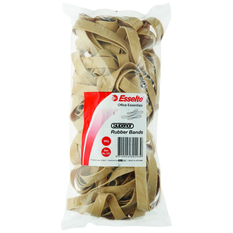 Esselte Superior Rubberbands No.106 500gm Bag Natural