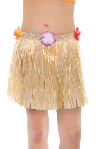 Vibrant child-sized Luau Skirt, 55cm x 30cm, with elastic waistband for comfort, perfect for tropical parties and dress-up play.