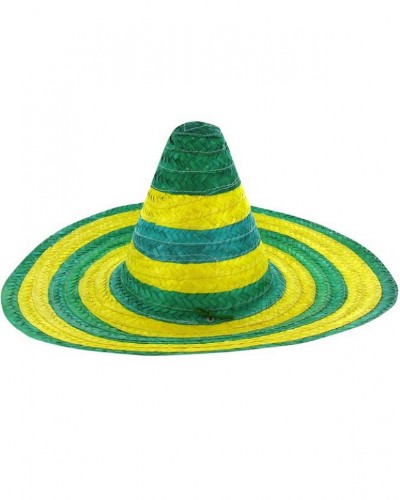 Vibrant green and gold straw sombrero, perfect for sun protection and Aussie pride during summer events and outings.