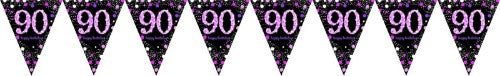 Pink Celebration Pennant Banner Decoration - 90th Birthday