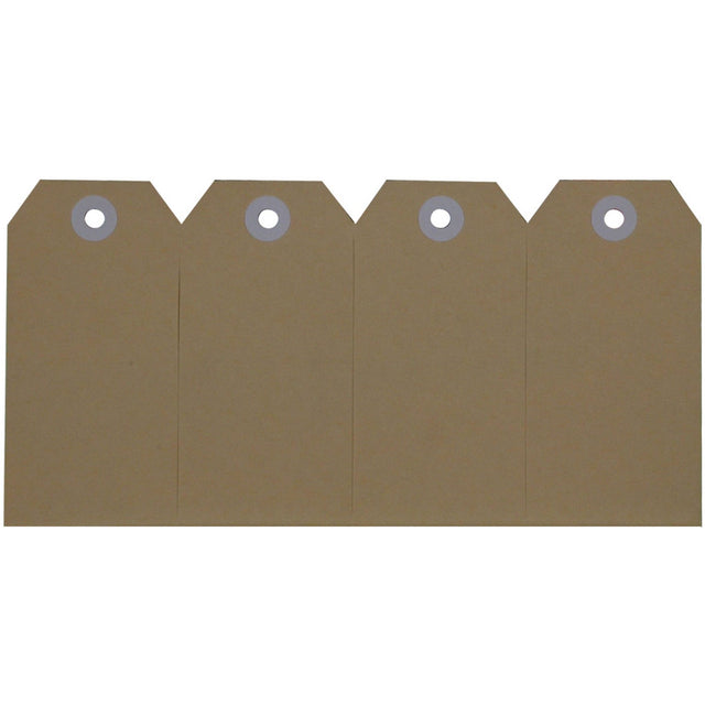 Durable ESSELTE shipping tags, 40x82mm in buff, perfect for identification with reinforced holes and ample writing space.