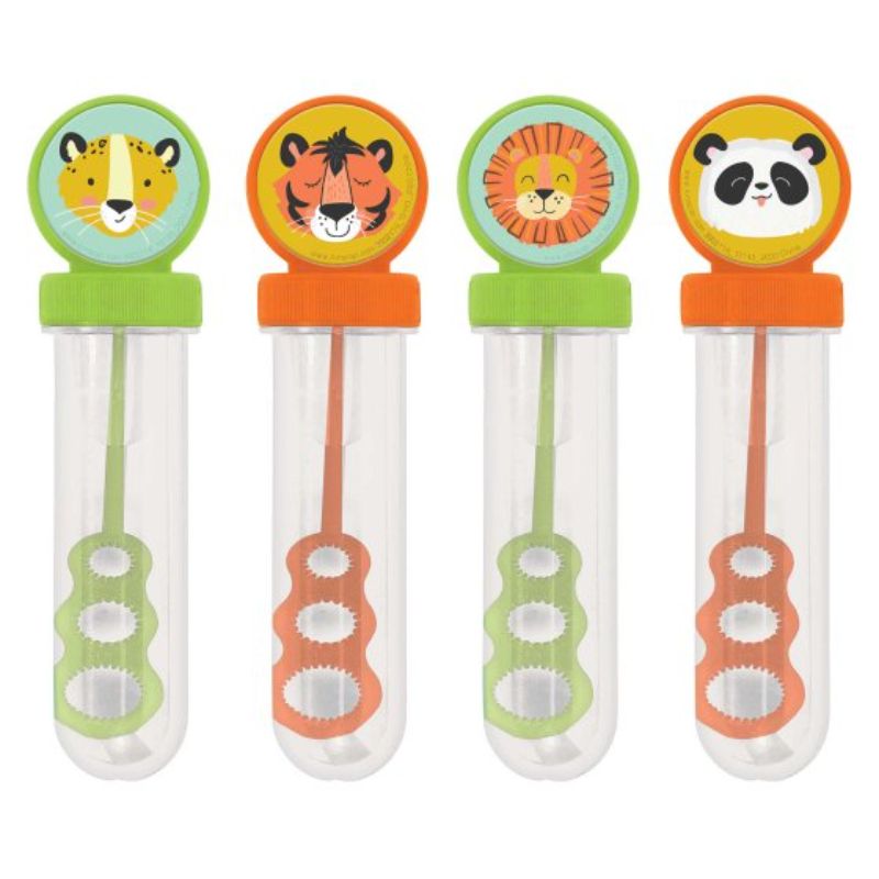 Colorful jungle-themed bubble tubes pack of 4, perfect for parties, easy to handle, and great for outdoor play.