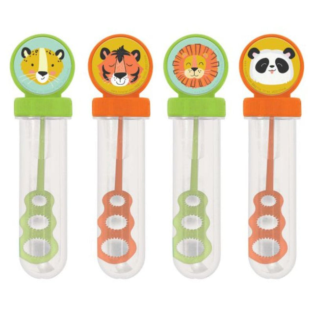 Colorful jungle-themed bubble tubes pack of 4, perfect for parties, easy to handle, and great for outdoor play.