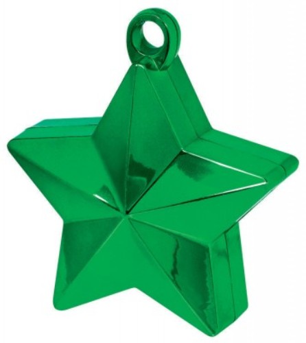 Vibrant green star-shaped balloon weight for securely anchoring balloons at any celebratory event.