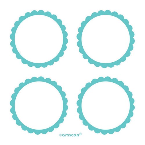 Pack of 5 scalloped labels in Robin's Egg Blue, perfect for organizing and decorating with a touch of elegance.