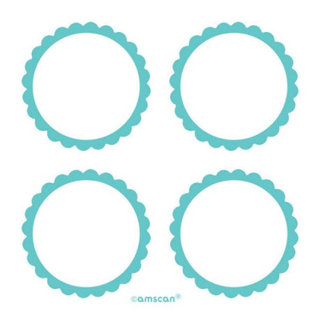 Pack of 5 scalloped labels in Robin's Egg Blue, perfect for organizing and decorating with a touch of elegance.