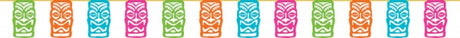 Colorful Tiki Flag Banner measuring 12 feet, perfect for tropical-themed decor at luaus and beach parties.