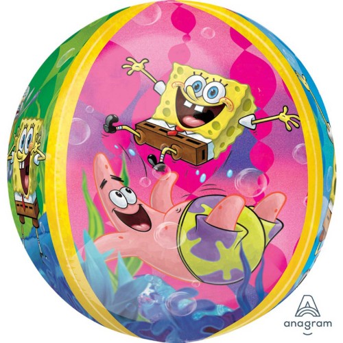 Vibrant Spongebob Squarepants foil orbz balloon, 38cm x 40cm, perfect for parties and themed celebrations.