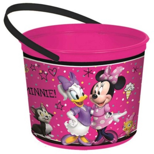 Minnie Mouse Happy Helpers favor container features vibrant graphics, ideal for party treats and Disney-themed celebrations.