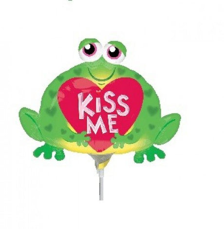 Whimsical Mini Shape Kiss Me Toad Balloon, perfect for celebrations and adding playful charm to events.