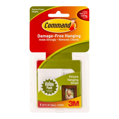 3M Command Strips Picture Hanging 17205-VP Small White Pk/16 Pairs