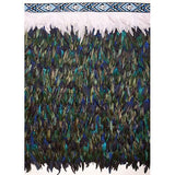 Handcrafted Korowai - Paua cloak, featuring vibrant feather wrap and taniko trim, symbolizing Maori culture and heritage.