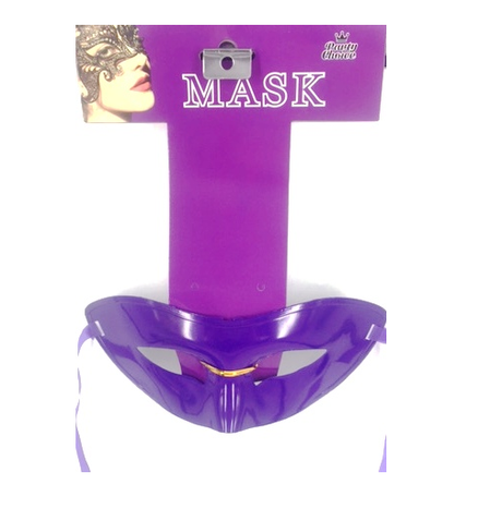 Purple masquerade mask with adjustable tie, perfect for Halloween or themed events, now at a clearance price.