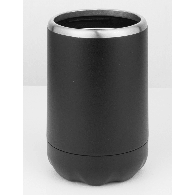 Avanti Double Wall Insulated Can Stubbie Holder in Black, designed to keep drinks chilled with a secure silicone gasket.