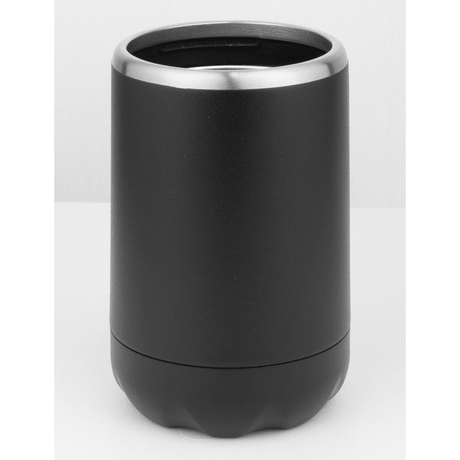Avanti Double Wall Insulated Can Stubbie Holder in Black, designed to keep drinks chilled with a secure silicone gasket.