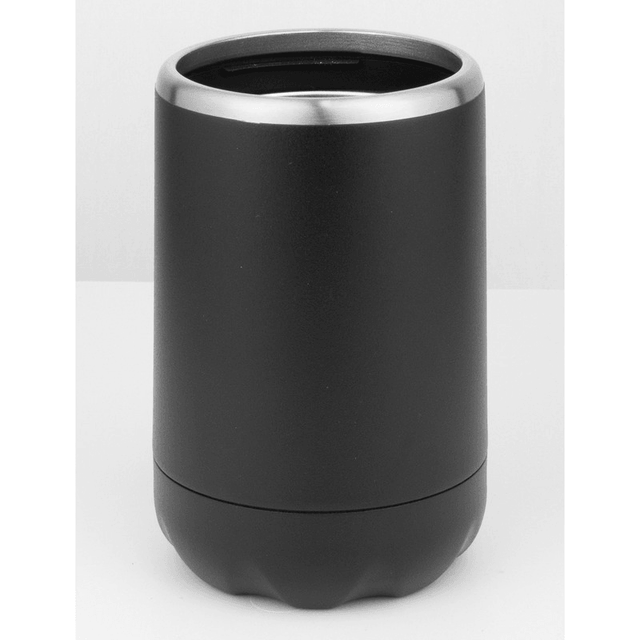 Avanti Double Wall Insulated Can Stubbie Holder in Black, designed to keep drinks chilled with a secure silicone gasket.