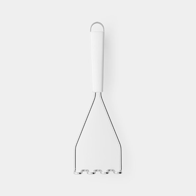 Stainless steel potato masher (26.2cm) for easy, hygienic mashing of potatoes and vegetables, dishwasher safe and durable.