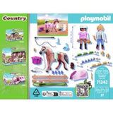 Children's PLAYMOBIL Riding Lessons set featuring a riding instructor, student, horse, jumping obstacle, and accessories.