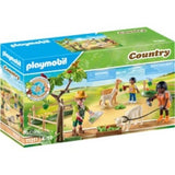 Children explore nature with Playmobil Alpaca Hike, featuring fluffy alpacas and interactive play with halters and green fodder.