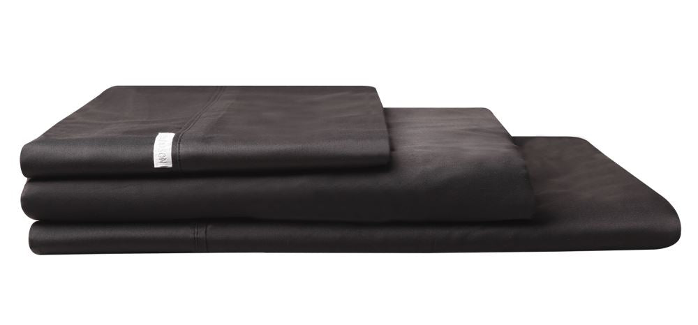 Queen Sheet Set by Logan & Mason in Granite, 400TC Egyptian cotton offers luxurious softness and a sleek modern look.