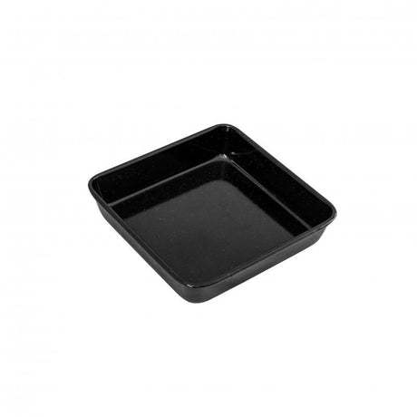 Bakemaster enamel square pan, 24x24x5cm, features non-stick coating, durable carbon steel, and rolled edges for perfect baking.