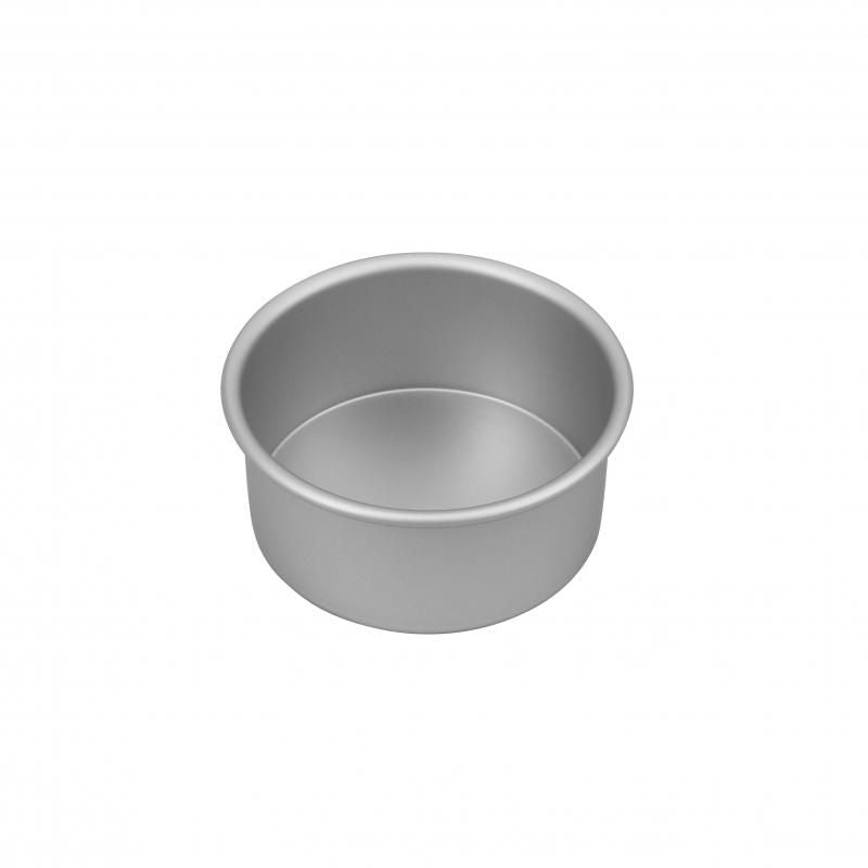 Bakemaster Silver Anodised Round Cake Pan, 15x7.5cm, perfect for baking cakes with even heat distribution and easy release.