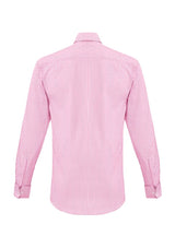 Vermont Men's Long Sleeve Shirt in Melon, featuring a Euro fit, striped pattern, and French cuffs for stylish comfort.