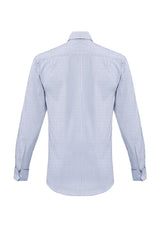 Vermont Men's Long Sleeve Shirt in Patriot Blue, 3XL, features a Euro-fit design, French cuffs, and a stylish yarn-dyed stripe.