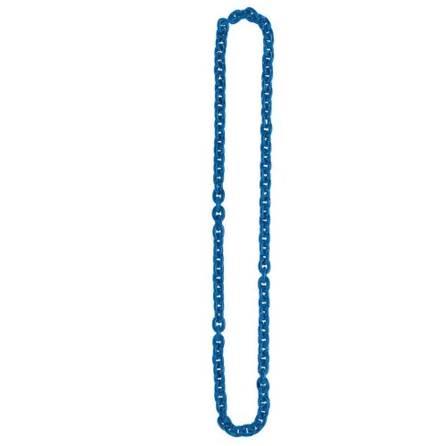 Elegant 48-inch blue chain link necklace, perfect for layering or solo wear, adding a modern pop to any outfit.