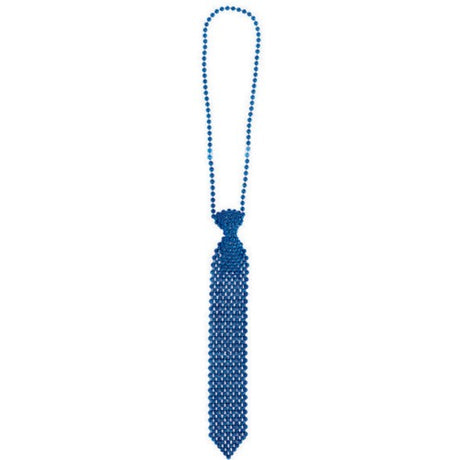 Stylish blue tie necklace with a 24-inch chain and 13-inch tie, perfect for elevating any outfit with elegance.