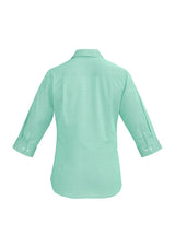 Hudson Ladies 3/4 Sleeve Shirt in Dynasty Green, featuring breathable cotton and elegant design for versatile wear.