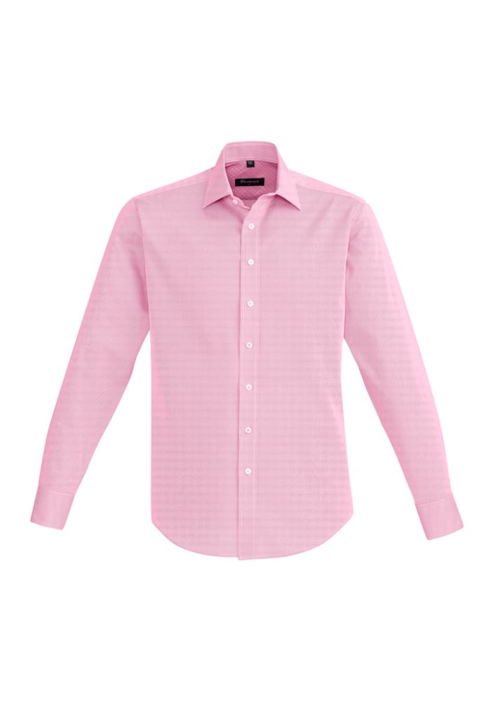 Hudson Men's Long Sleeve Shirt in Melon, 2XL, featuring premium cotton, executive fit, and contrasting cuff details.