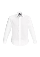 Hudson Men's Long Sleeve Shirt in white, featuring premium cotton, subtle texture, and elegant details for versatile styling.