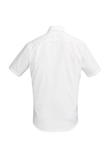 Hudson Men's Short Sleeve Shirt in white, 5XL, featuring breathable fabric, inverted pleats, and a stylish pocket for versatility.