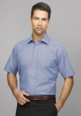 Hudson Men's Melon Short Sleeve Shirt in 3XL, featuring 100% cotton, executive fit, and stylish details for comfort and elegance.