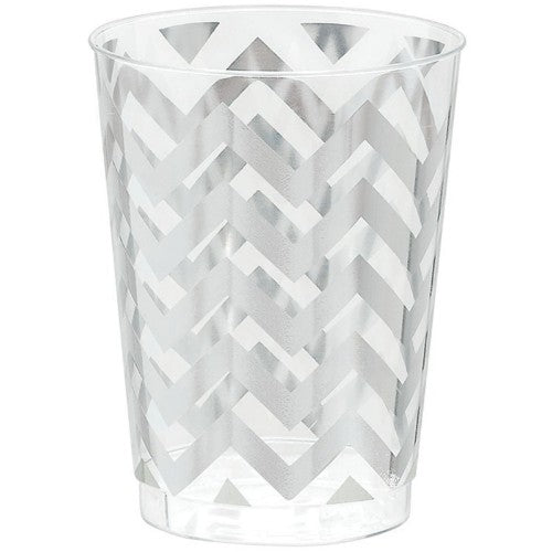 Elegant silver chevron tumblers, 295ml, pack of 20, perfect for any beverage and ideal for events or daily use.