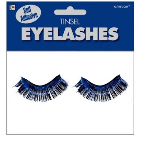 Navy Tinsel Eyelashes, lightweight and dramatic, perfect for bold beauty looks and all-day wear; 1/2" x 1" size.