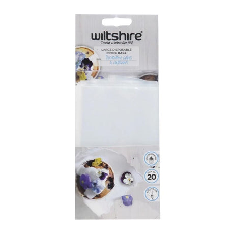 Pack of 20 Wiltshire disposable 40cm piping bags for easy cake decorating, ideal for both amateurs and professionals.