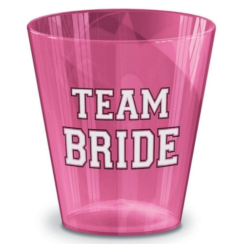 Pack of 40 'Team Bride' shot glasses, perfect for bridal parties and celebrations, stylish and eco-friendly keepsakes.