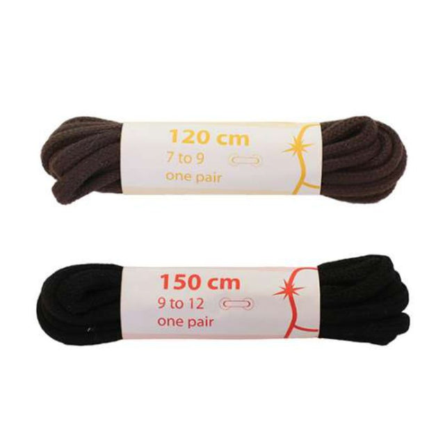 Brown 120cm round corded shoelaces, ideal for enhancing style and durability in various footwear.