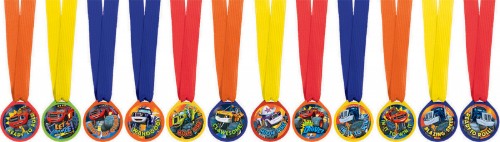 Pack of 12 Blaze Mini Award Medals in gold finish, perfect for events, party favors, and achievement recognition.