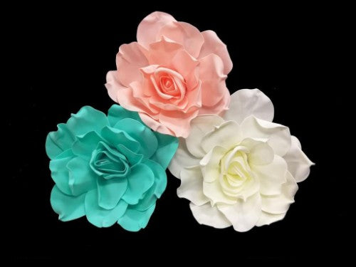 X Large white artificial Dimond Rose head, 40cm, perfect for elegant floral arrangements and home decor.