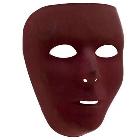 Full face mask in burgundy, offering warmth and comfort for outdoor activities with a stylish, adjustable fit for all.