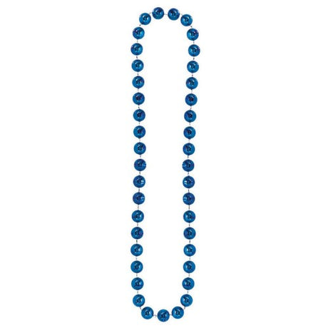 Oversized blue ball bead necklace, 46 inches long, perfect for adding color and elegance to any outfit.