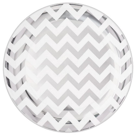 Premium Round Plate in Chevron Silver, 27CM, elegant design, durable, pack of 10, perfect for all dining occasions.