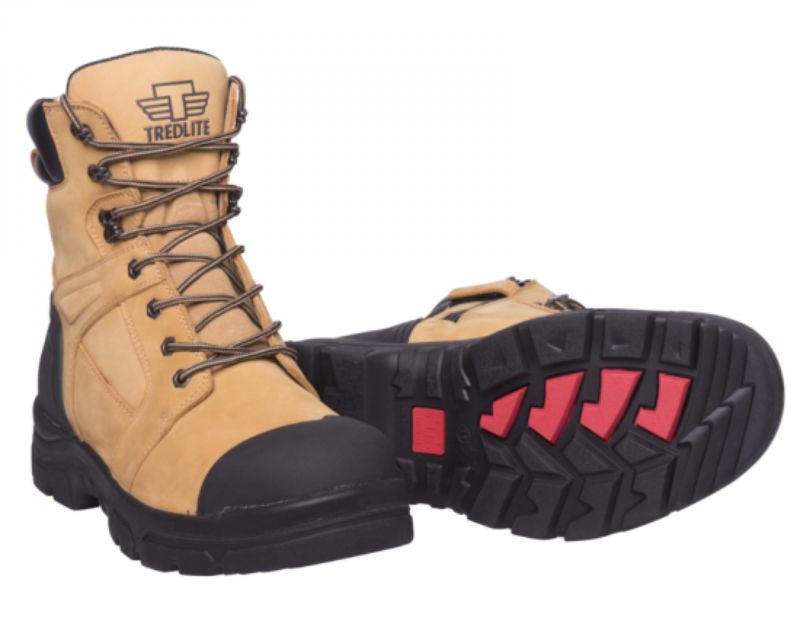 Tredlite Stanwell Zip Sided Safety Boots in Wheat, featuring nubuck leather, steel toe cap, and slip-resistant outsole for protection.
