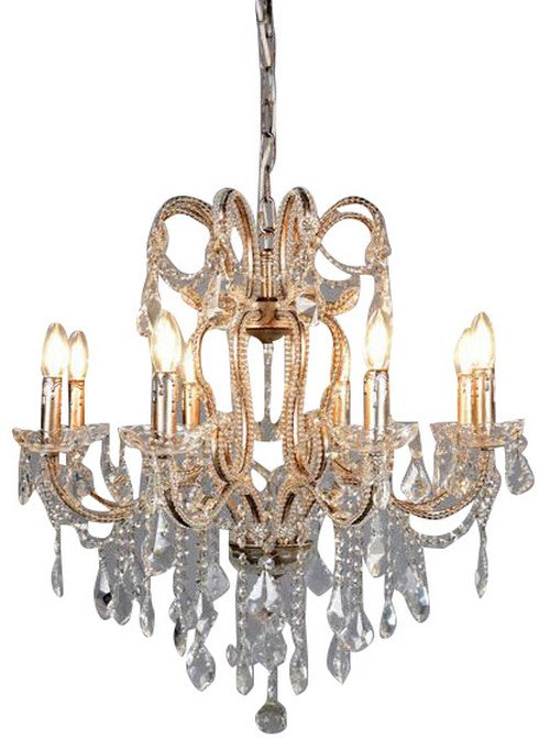 Antique silver chandelier, 69cm, featuring traditional glamour, perfect for elegant spaces; compatible with 25W E14 bulbs.