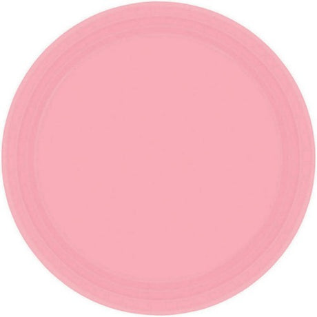 Round pink paper plates, 9 inches, pack of 8, perfect for parties and picnics, stylish and disposable for easy clean-up.