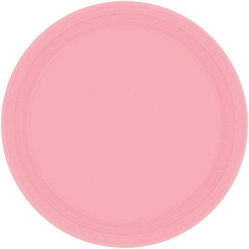 Round pink paper plates, 9 inches, pack of 8, perfect for parties and picnics, stylish and disposable for easy clean-up.